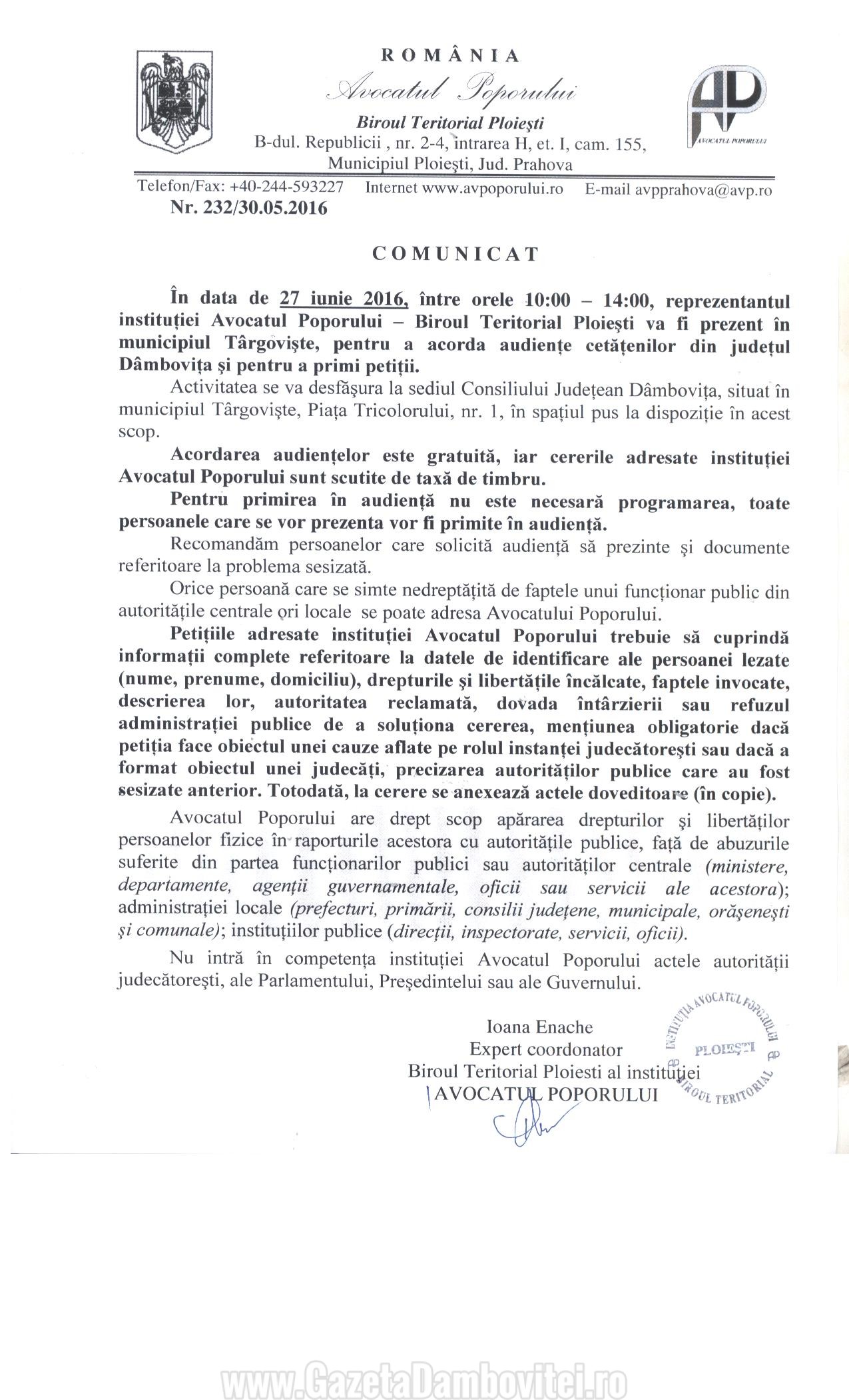 COMUNICAT AVOCATUL POPORULUI AUDIENTE TGV IUNIE 2016 (1)