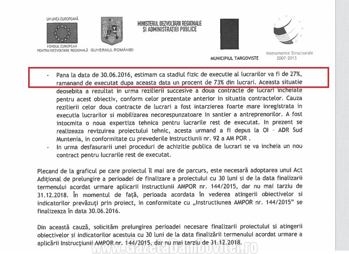 memoriu justificativ către ADR Sud Muntenuia, din 22.06.2016