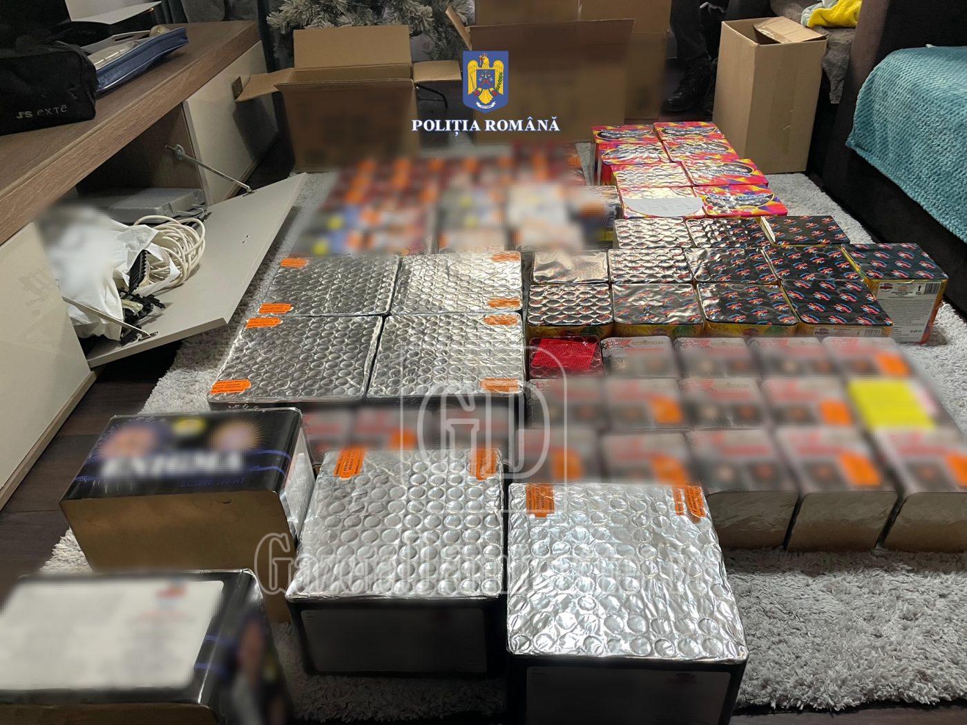 200 de kg de artificii confiscați din locuința unui bărbat.