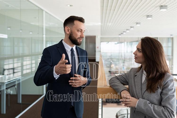 communication of company employees men and women, business relationship concept