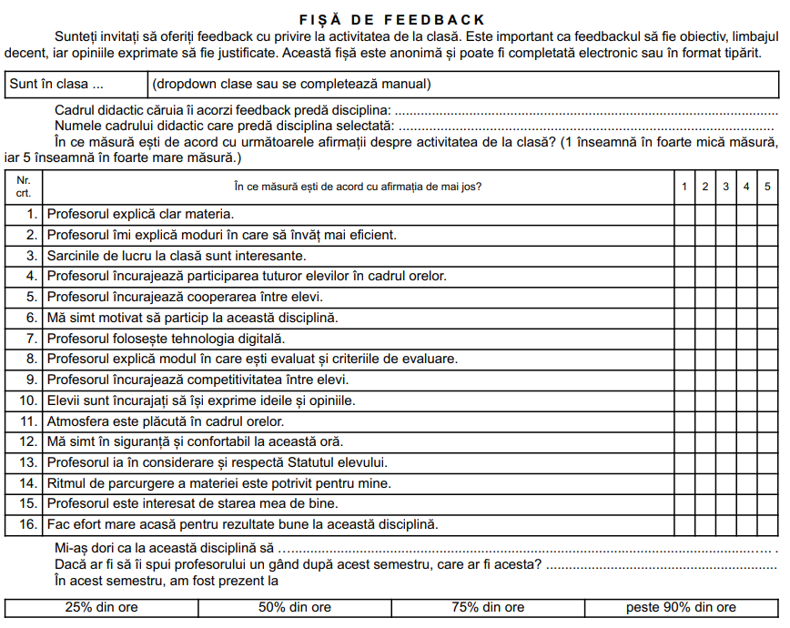 fisa feedback profesori