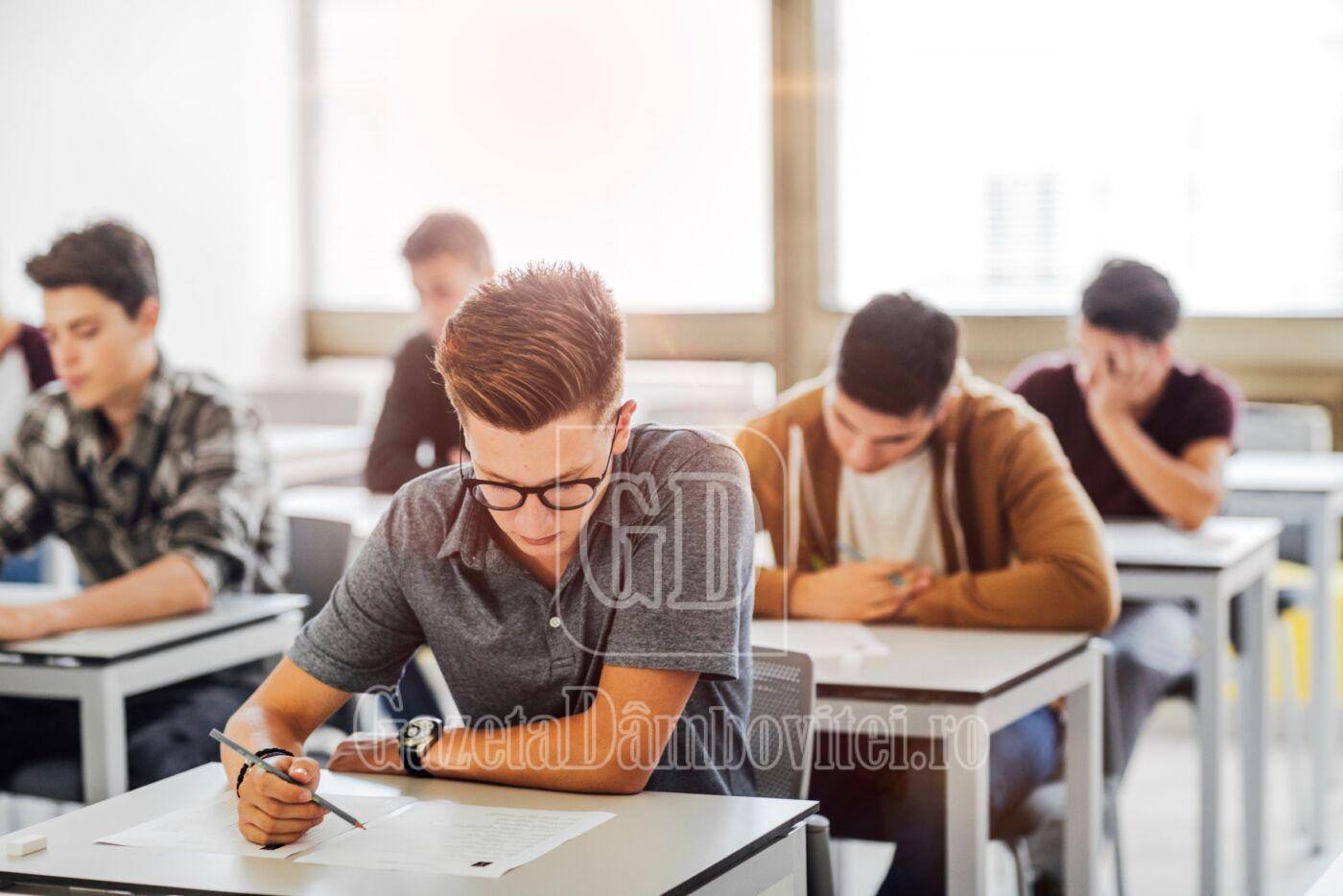high school students taking exam