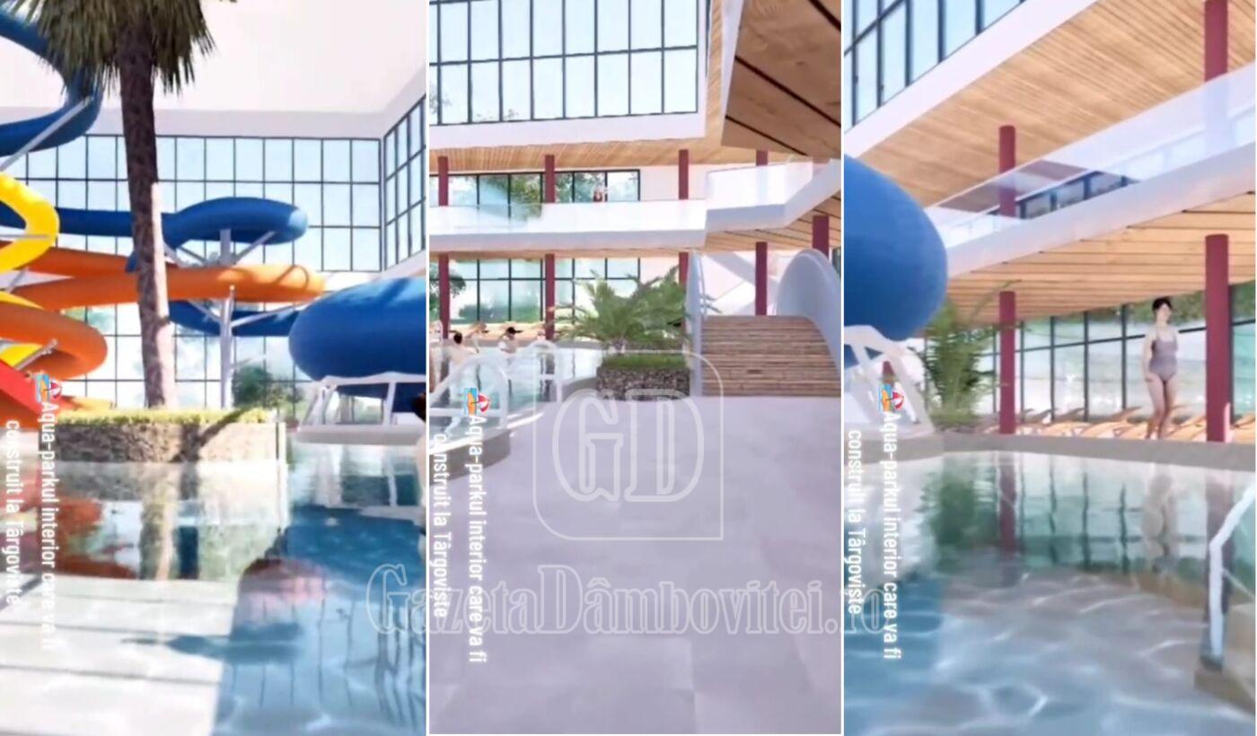 primele proiecții video ale aqua parkului interior care va fi construit la complexul turistic de natație din târgoviște!