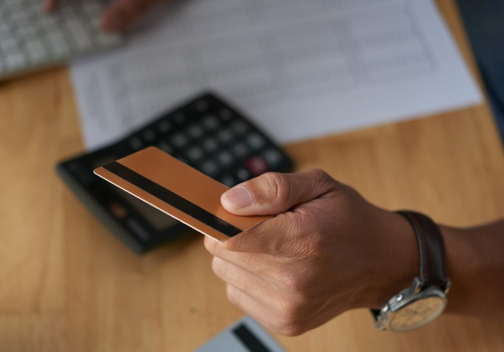 paying with plastic card