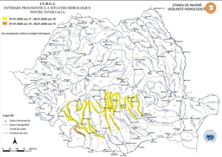 Alertă hidrologică: Cod Galben pe râuri și afluenți din Dâmbovița